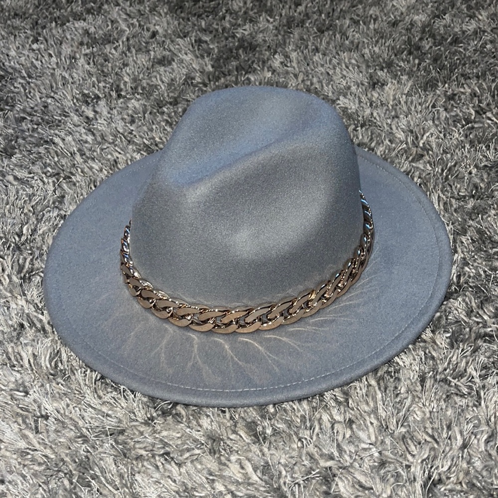 Powder blue hat w/ gold accent